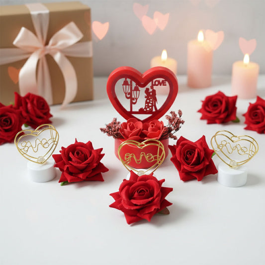 Romantic Heart Love Decorative Gift Set â Elegant Rose & Candle Decor