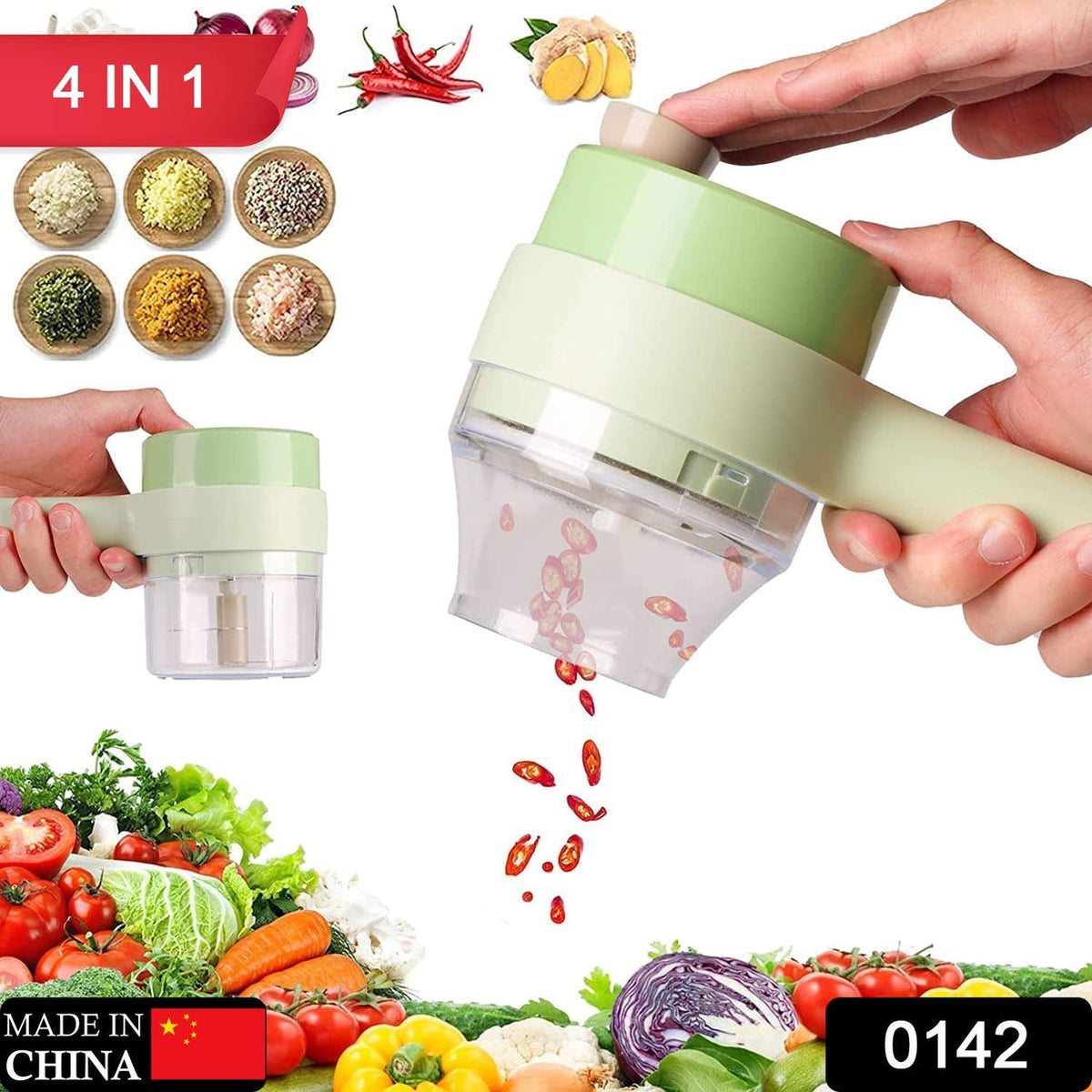 Electric Vegetable Cutter – 4-in-1 Handheld Slicer | Indo Glow