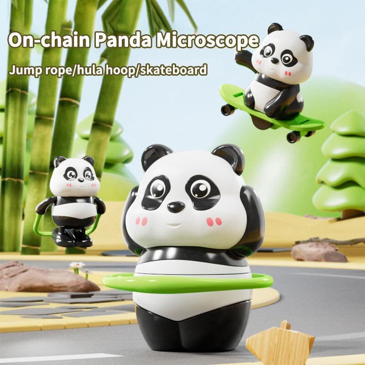 SIMPLYFIYHOME Cute Panda Toy Set with Skateboard, Jump Rope & Spinning Ring (Multicolor)