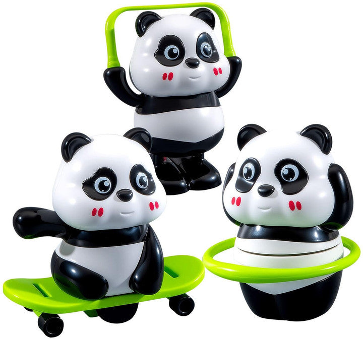 SIMPLYFIYHOME Cute Panda Toy Set with Skateboard, Jump Rope & Spinning Ring (Multicolor)